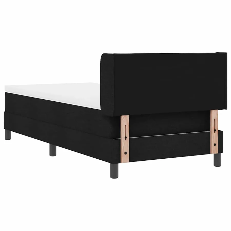 Lit à ressorts avec coussin Noir 200 x 100 cm tissu - 9