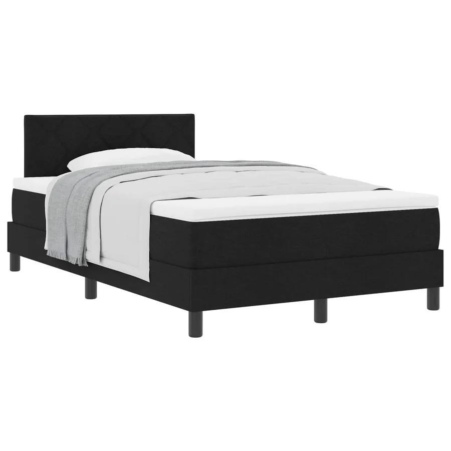 Lit à ressorts avec coussin Noir 120 x 200 cm tissu - 2