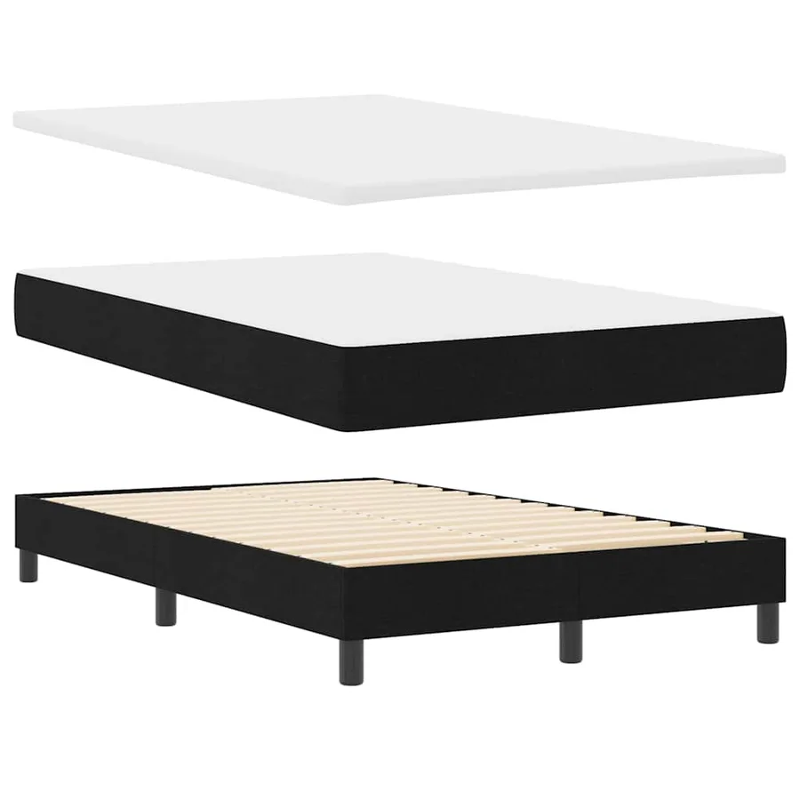 Lit à ressorts avec coussin Noir 120 x 200 cm tissu - 5