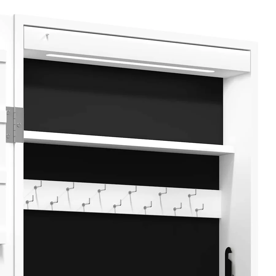Armoire à bijoux avec miroir et éclairage LED mural blanc - 11