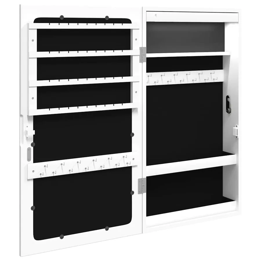 Armoire à bijoux avec miroir et éclairage LED mural blanc - 7