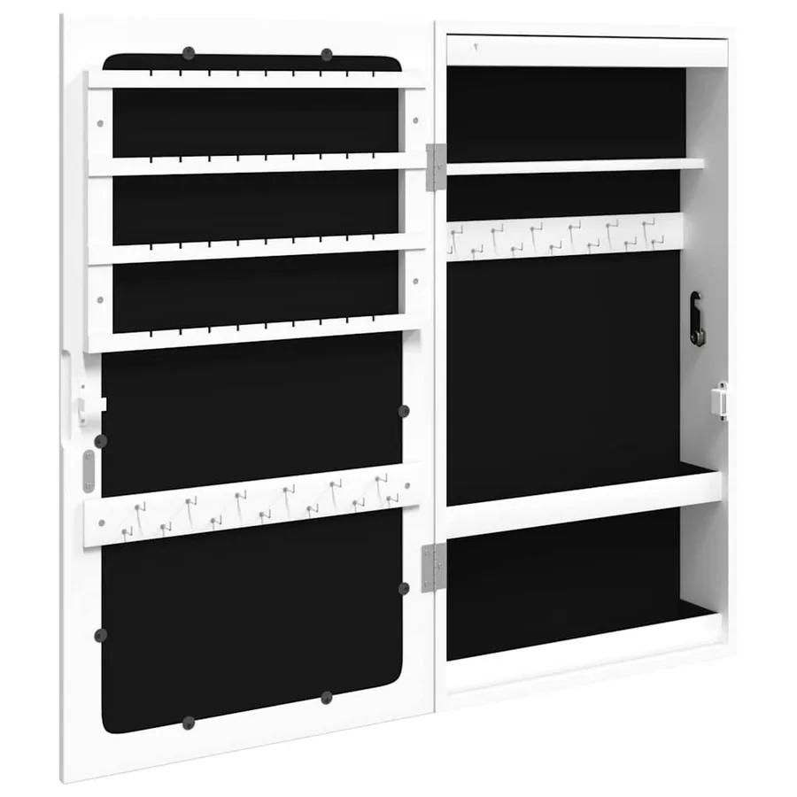 Armoire à bijoux avec miroir et éclairage LED mural blanc - 8