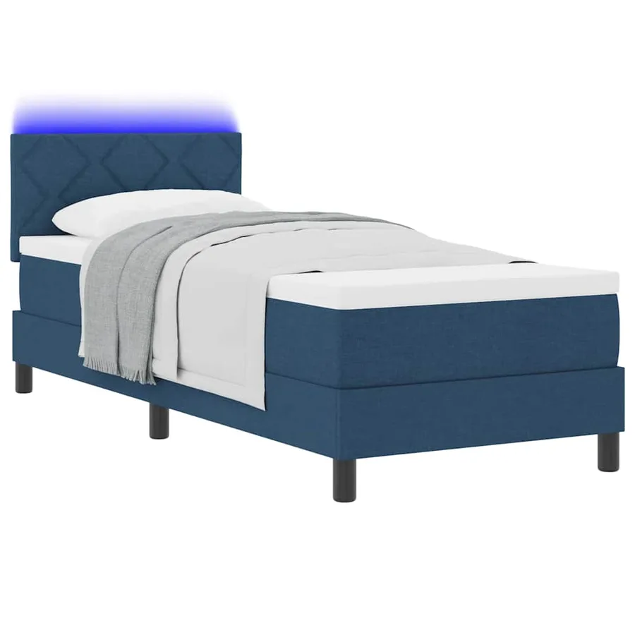 Lit à ressorts avec bandes LED Bleu 80 x 200 cm tissu - 3