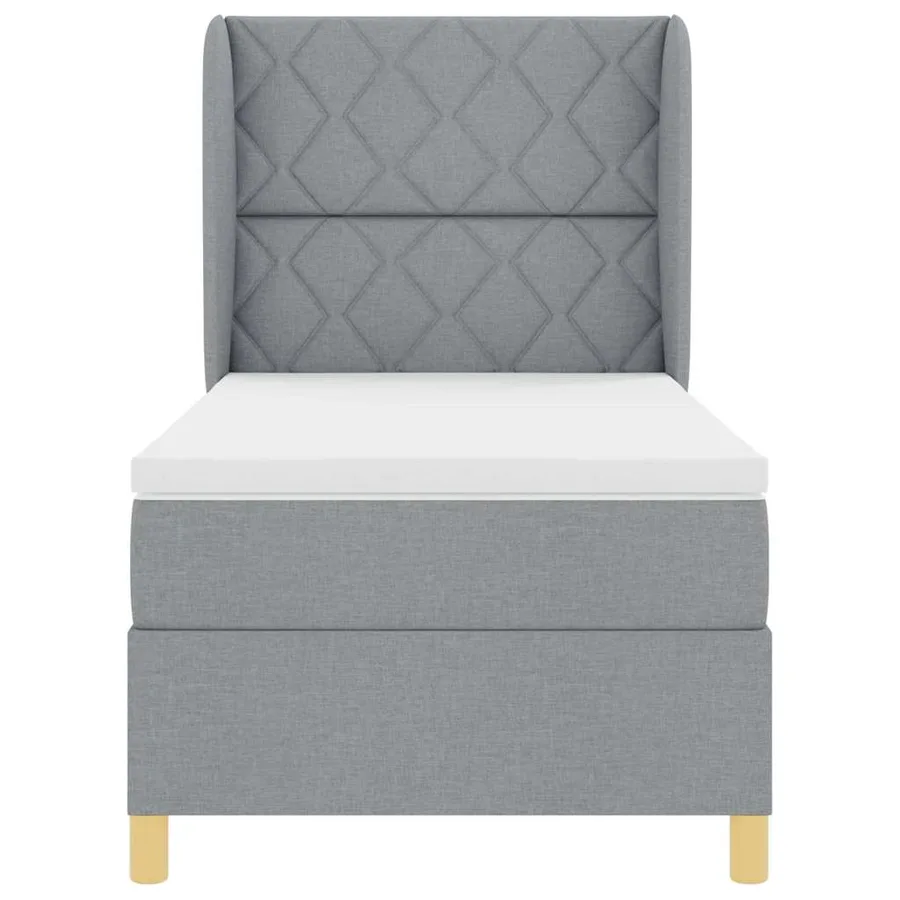 Lit à ressorts avec tête de lit Gris clair 200 x 100 cm tissu - 7