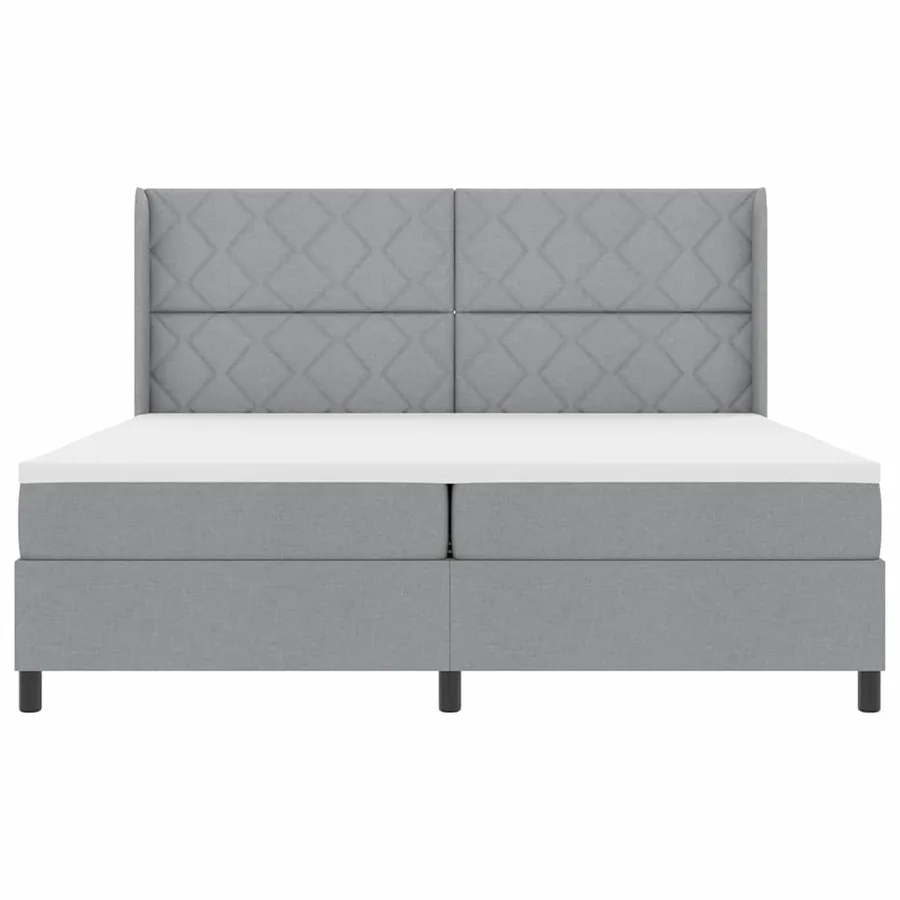 Lit à ressorts avec coussin Gris clair 200 x 200 cm tissu - 7