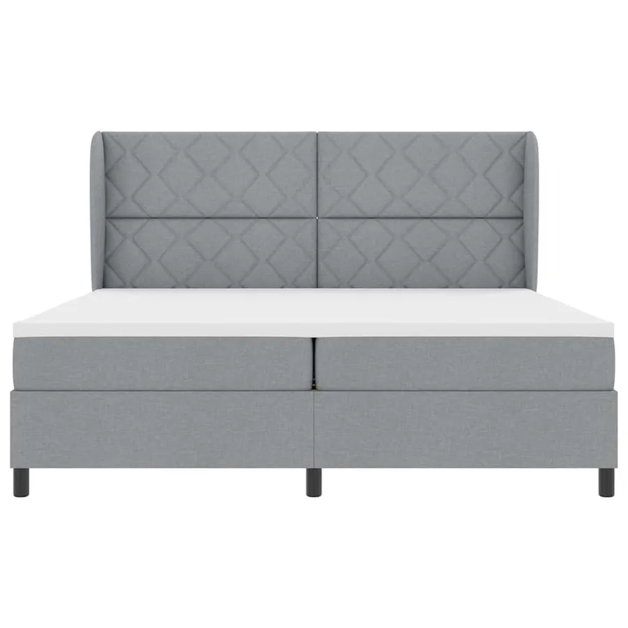 Lit à ressorts avec tête de lit Gris clair 200 x 200 cm tissu - 7