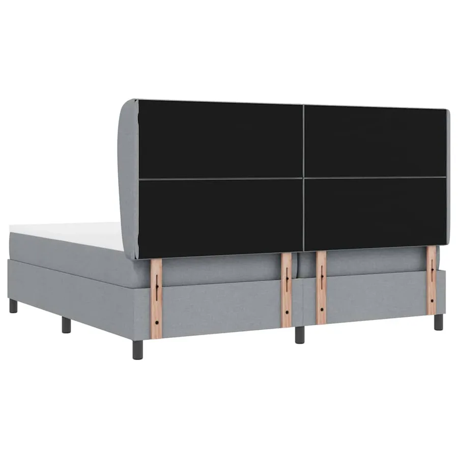 Lit à ressorts avec tête de lit Gris clair 200 x 200 cm tissu - 9