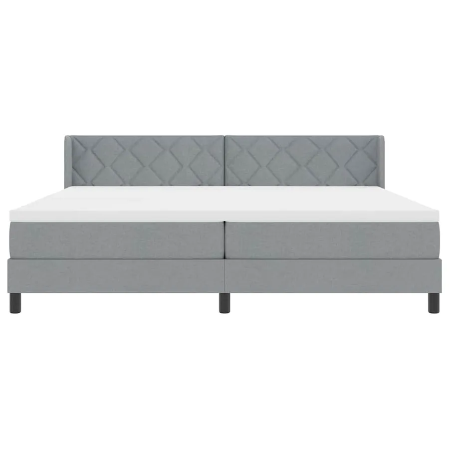 Lit à ressorts avec tête de lit Gris clair 200 x 200 cm tissu - 7