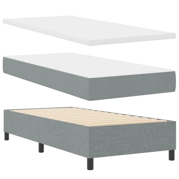 Lit à ressorts avec bandes LED Gris clair 100 x 200 cm tissu