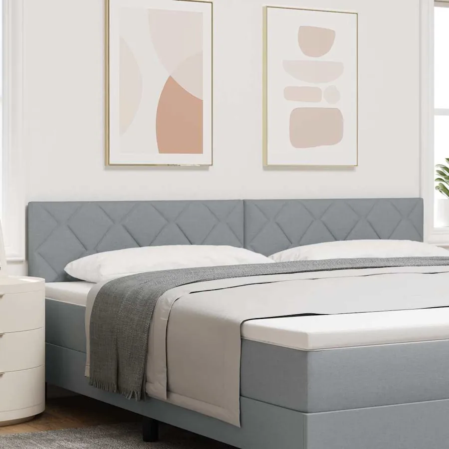 Tête de lit LED Gris clair 200 cm tissu