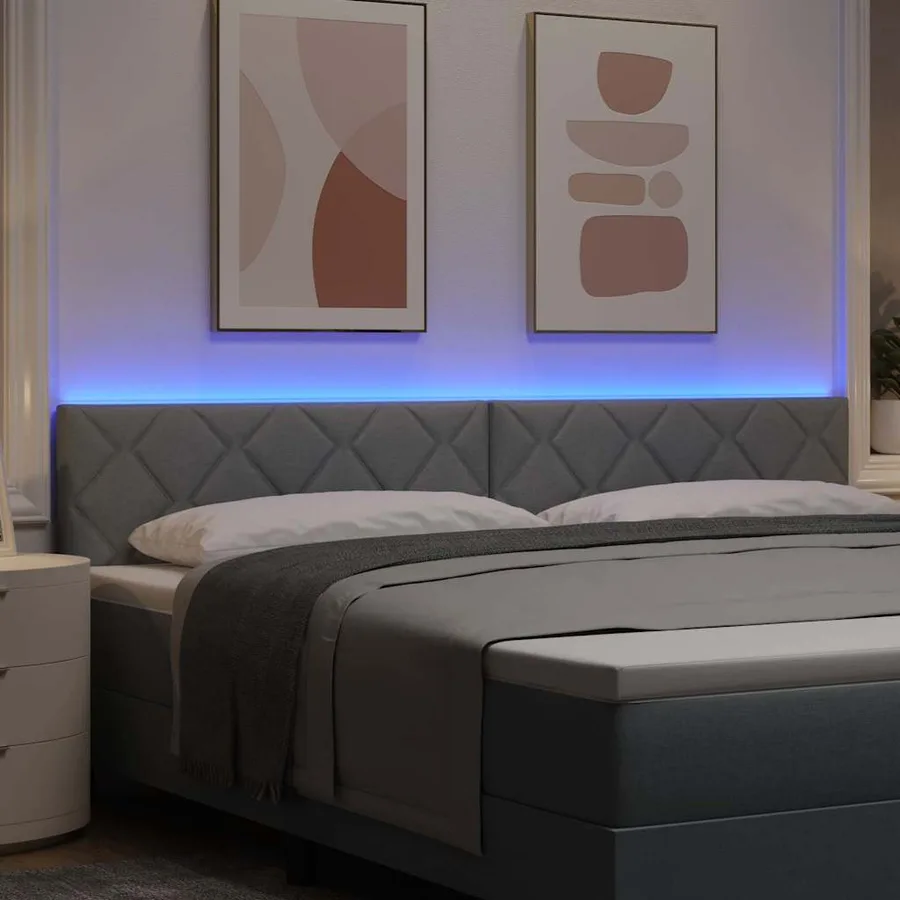 Tête de lit LED Gris clair 200 cm tissu - 4