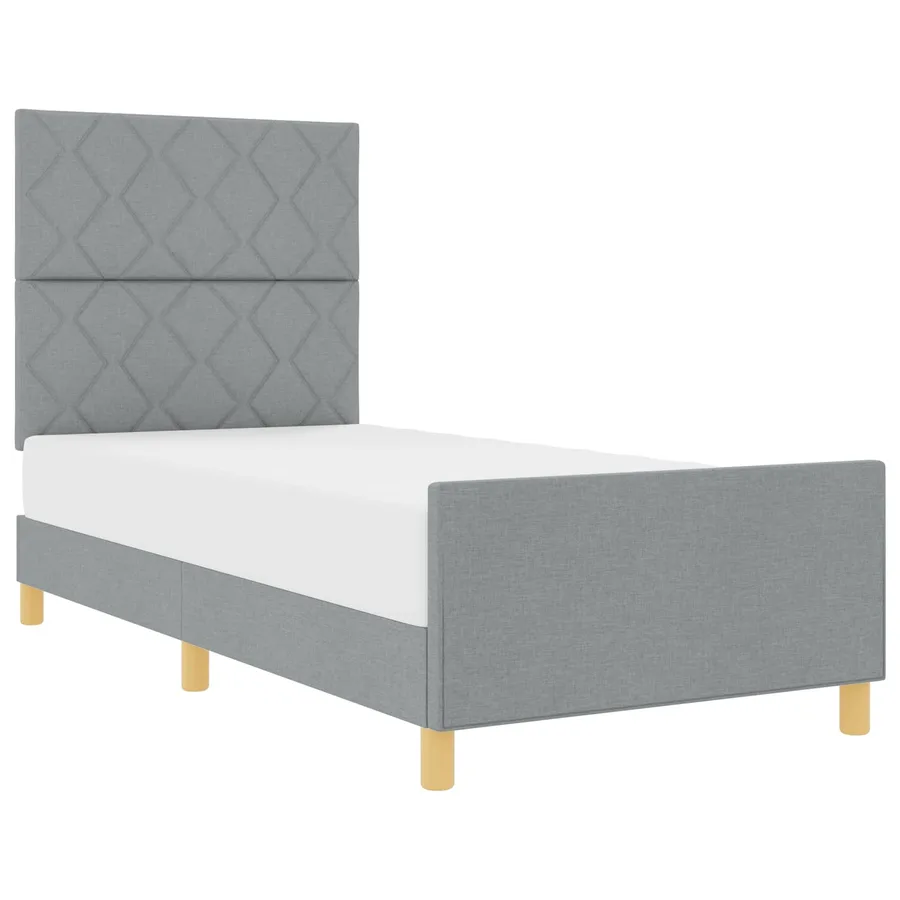 Cadre de lit avec tête de lit Gris clair 100 x 200 cm tissu - 2