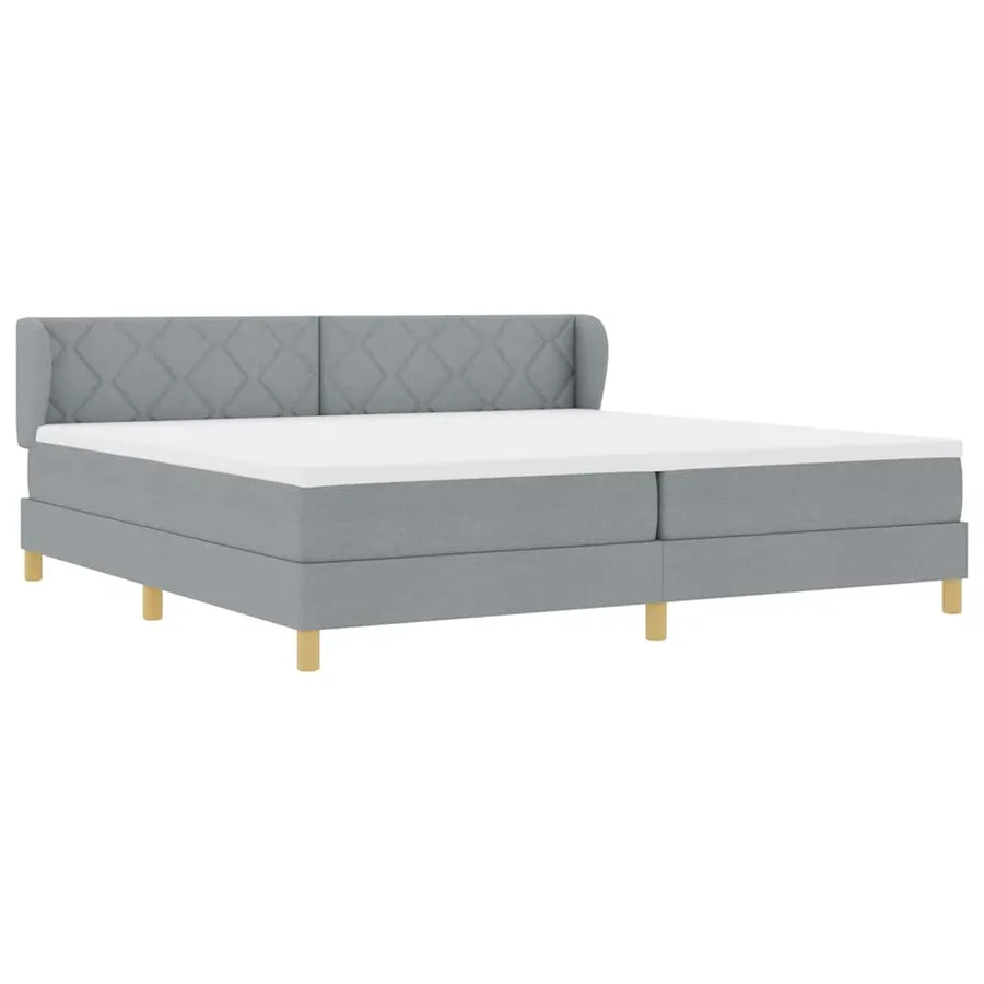 Lit à ressorts avec tête de lit Gris clair 200 x 200 cm tissu - 6