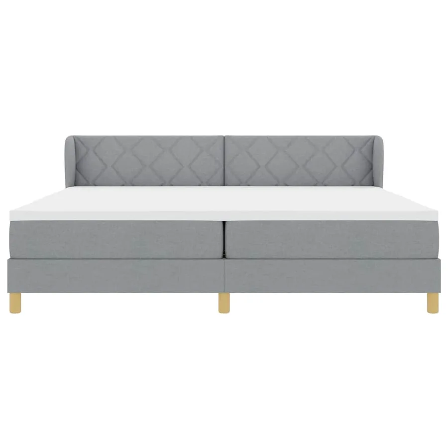 Lit à ressorts avec tête de lit Gris clair 200 x 200 cm tissu - 7