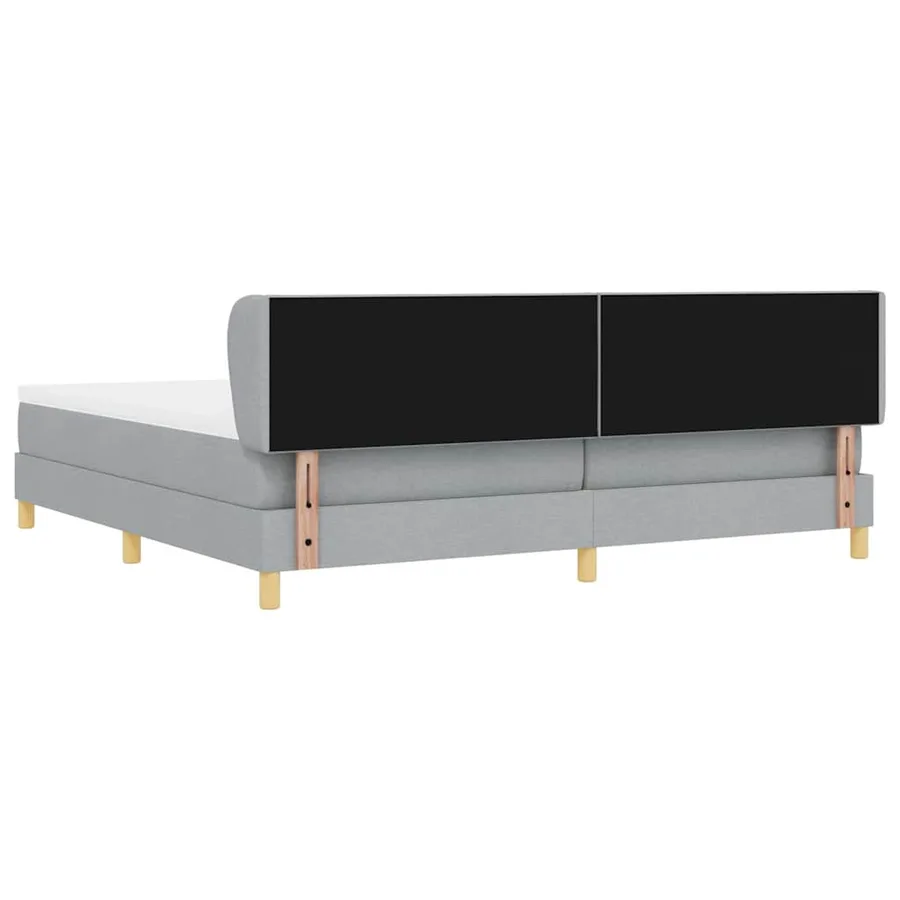 Lit à ressorts avec tête de lit Gris clair 200 x 200 cm tissu - 9