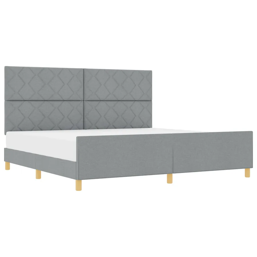 Cadre de lit avec tête de lit Gris clair 200 x 200 cm tissu - 2