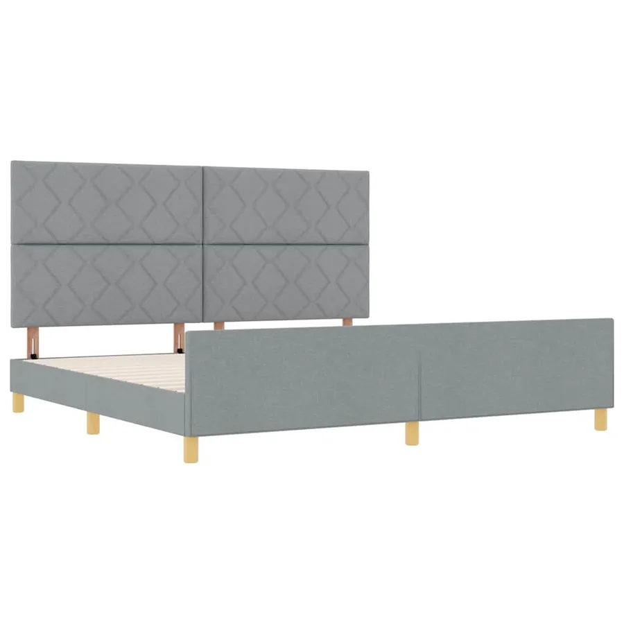 Cadre de lit avec tête de lit Gris clair 200 x 200 cm tissu - 5