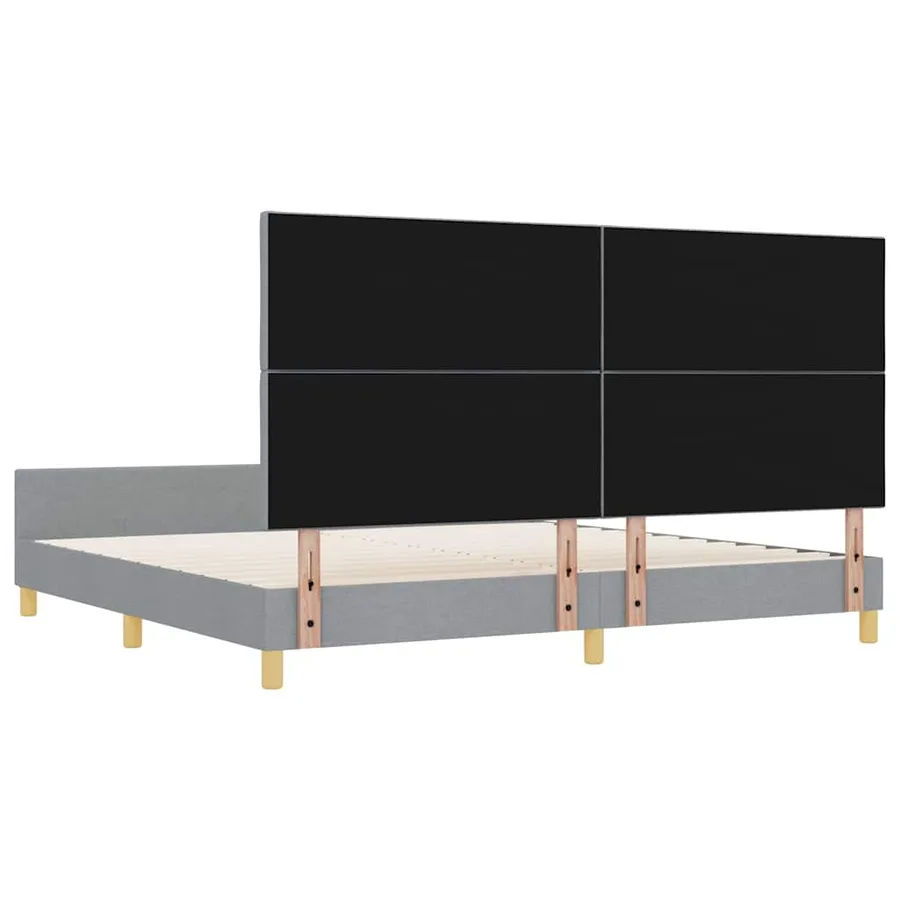 Cadre de lit avec tête de lit Gris clair 200 x 200 cm tissu - 9