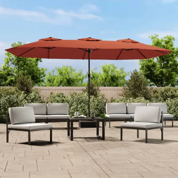 Parasol de jardin à double tête terre cuite 449x265 cm