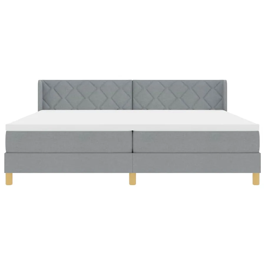 Lit à ressorts avec tête de lit Gris clair 200 x 200 cm tissu - 7