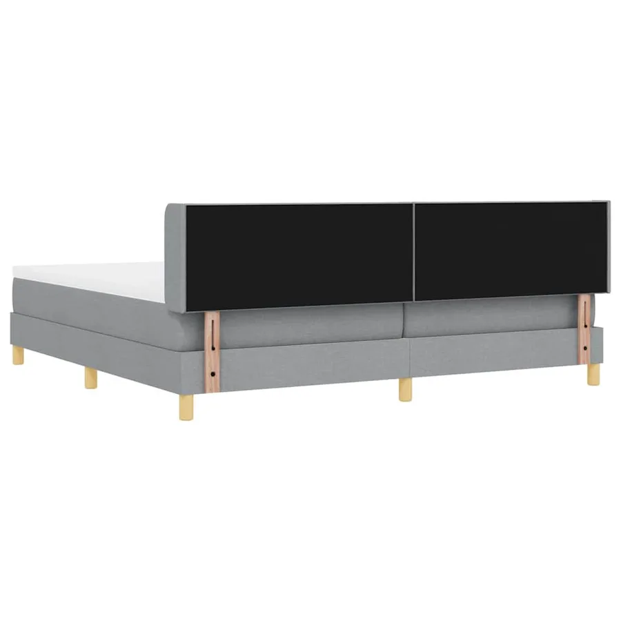Lit à ressorts avec tête de lit Gris clair 200 x 200 cm tissu - 9