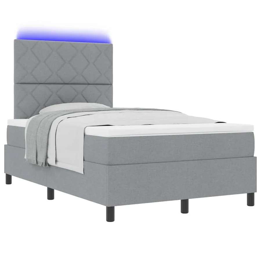 Lit à ressorts avec bandes LED Gris clair 120 x 200 cm tissu - 3