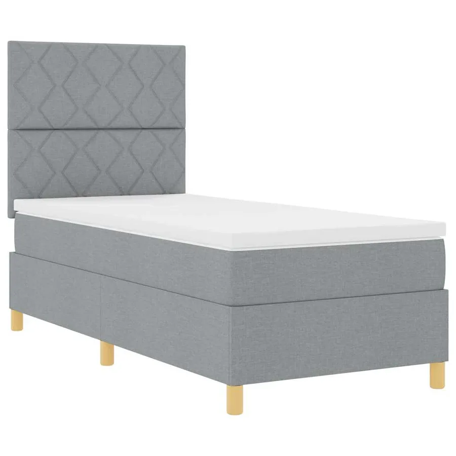 Lit à ressort LED Gris clair 100 x 200 cm tissu - 6