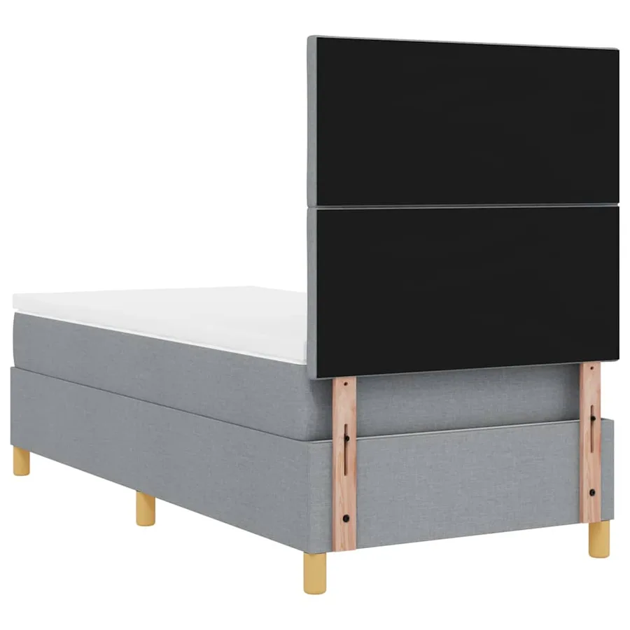 Lit à ressort LED Gris clair 100 x 200 cm tissu - 8