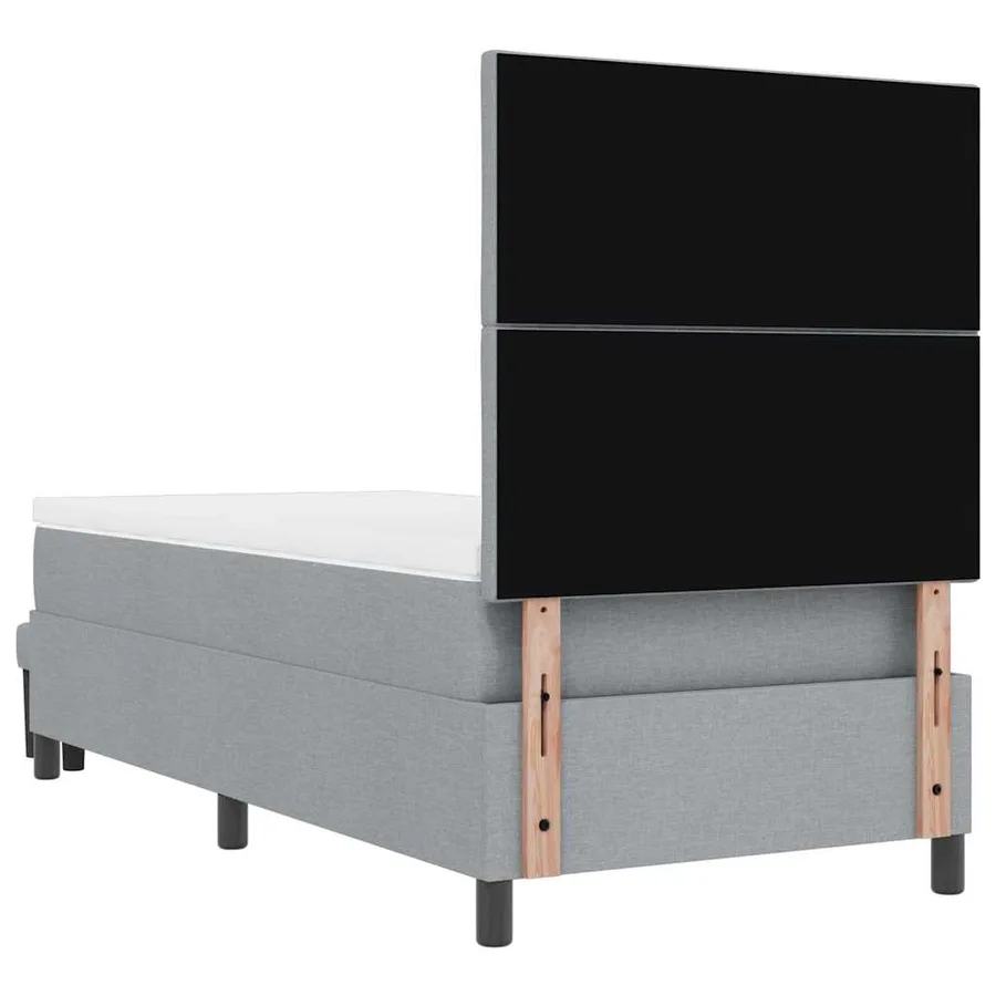 Lit à ressorts avec tête de lit Gris clair 100 x 200 cm tissu - 8