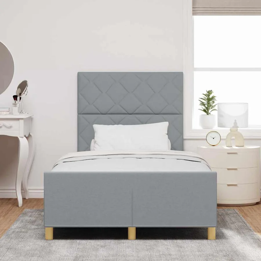 Cadre de lit avec tête de lit Gris clair 120 x 200 cm tissu - 3