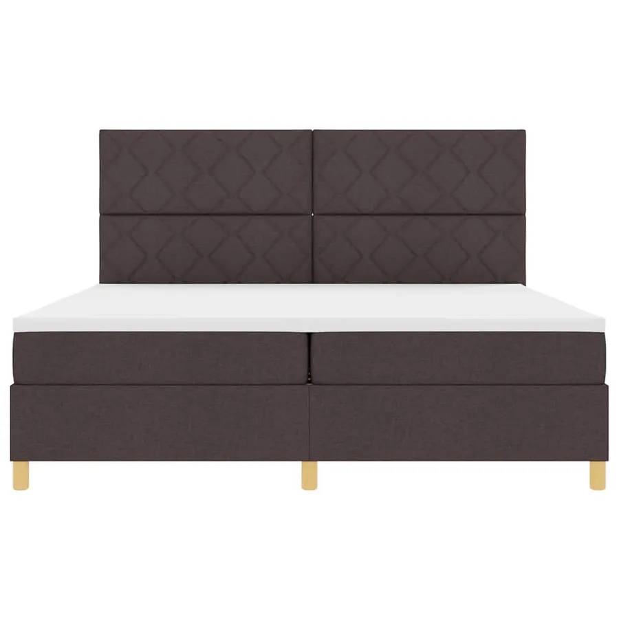 Lit à ressorts avec tête de lit Marron foncé 200 x 200 cm tissu - 6