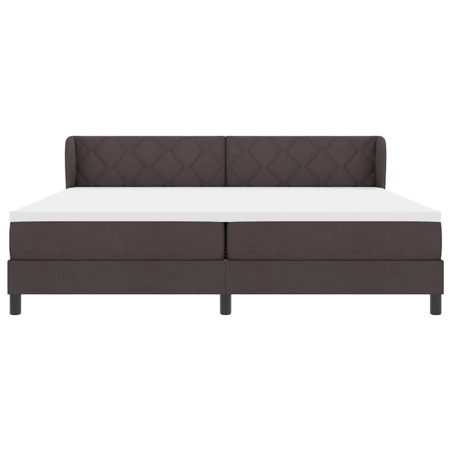 Lit à ressorts avec tête de lit Marron foncé 200 x 200 cm tissu - 7
