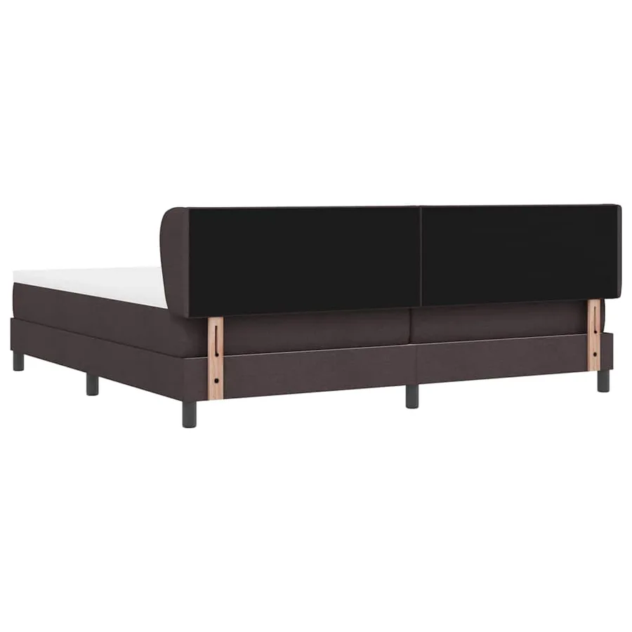 Lit à ressorts avec tête de lit Marron foncé 200 x 200 cm tissu - 9