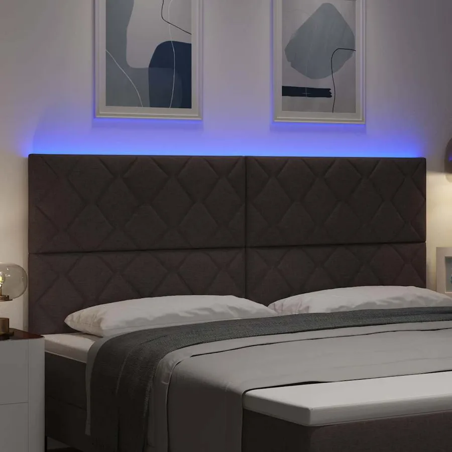 Tête de lit LED Gris clair 200 cm tissu - 4