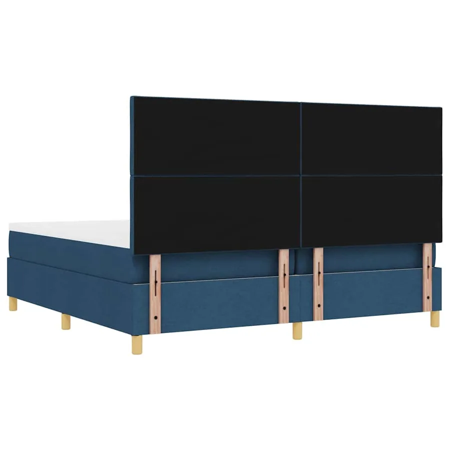 Lit à ressorts avec tête de lit Bleu 200 x 200 cm tissu - 9