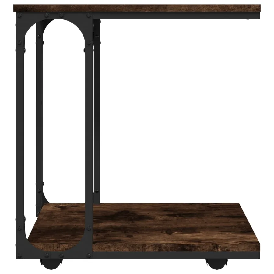 Table d'appoint à roues Chêne fumé 50x35x55,5 cm - 5