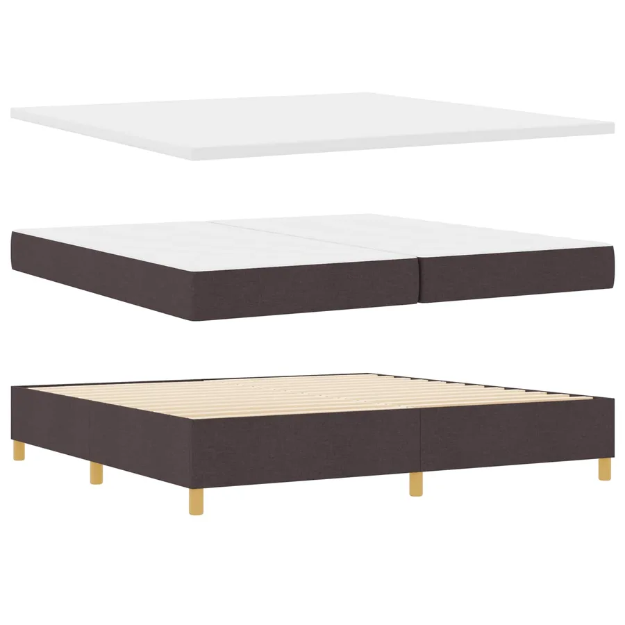 Lit à ressorts avec tête de lit Marron foncé 200 x 200 cm tissu - 5