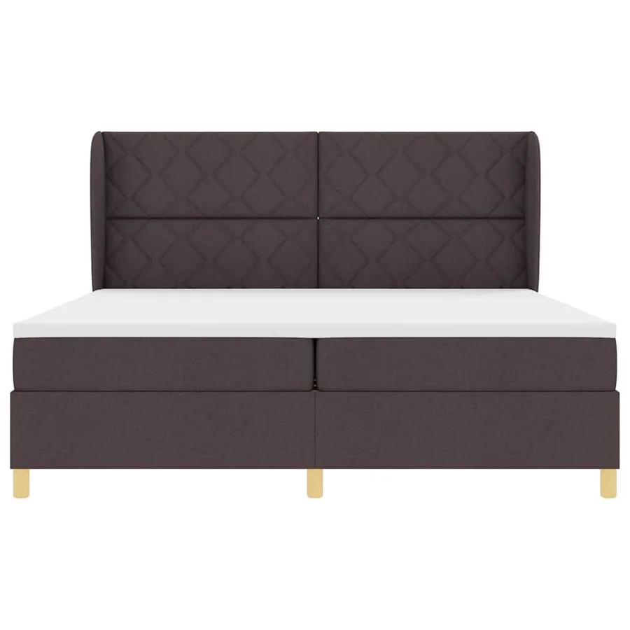 Lit à ressorts avec tête de lit Marron foncé 200 x 200 cm tissu - 7