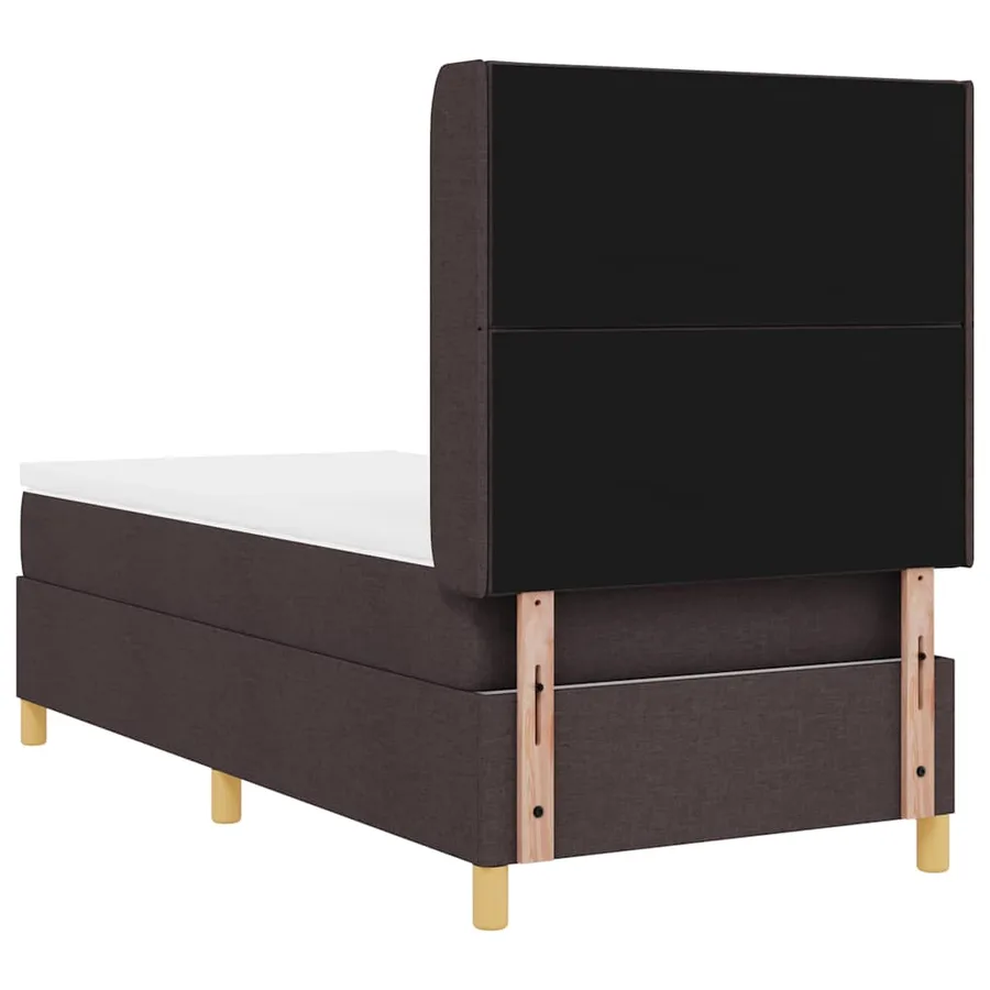 Lit à ressorts avec bandes LED Marron 100 x 200 cm tissu - 10