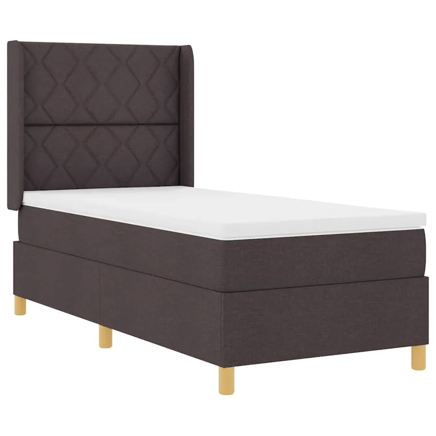 Lit à ressorts avec bandes LED Marron 100 x 200 cm tissu - 2