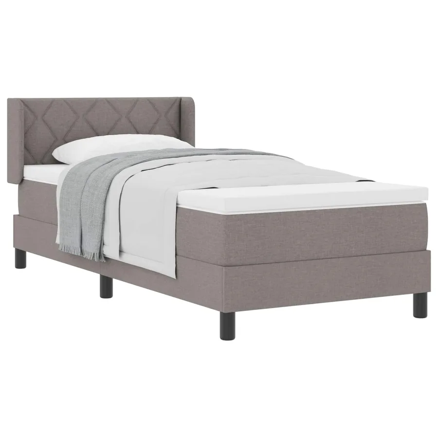 Lit à ressorts avec tête de lit Taupe 200 x 100 cm tissu - 2