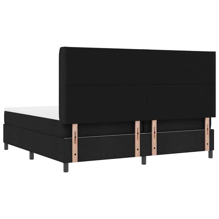 Lit à ressort LED avec tête de lit Noir 200 x 200 cm tissu - 10