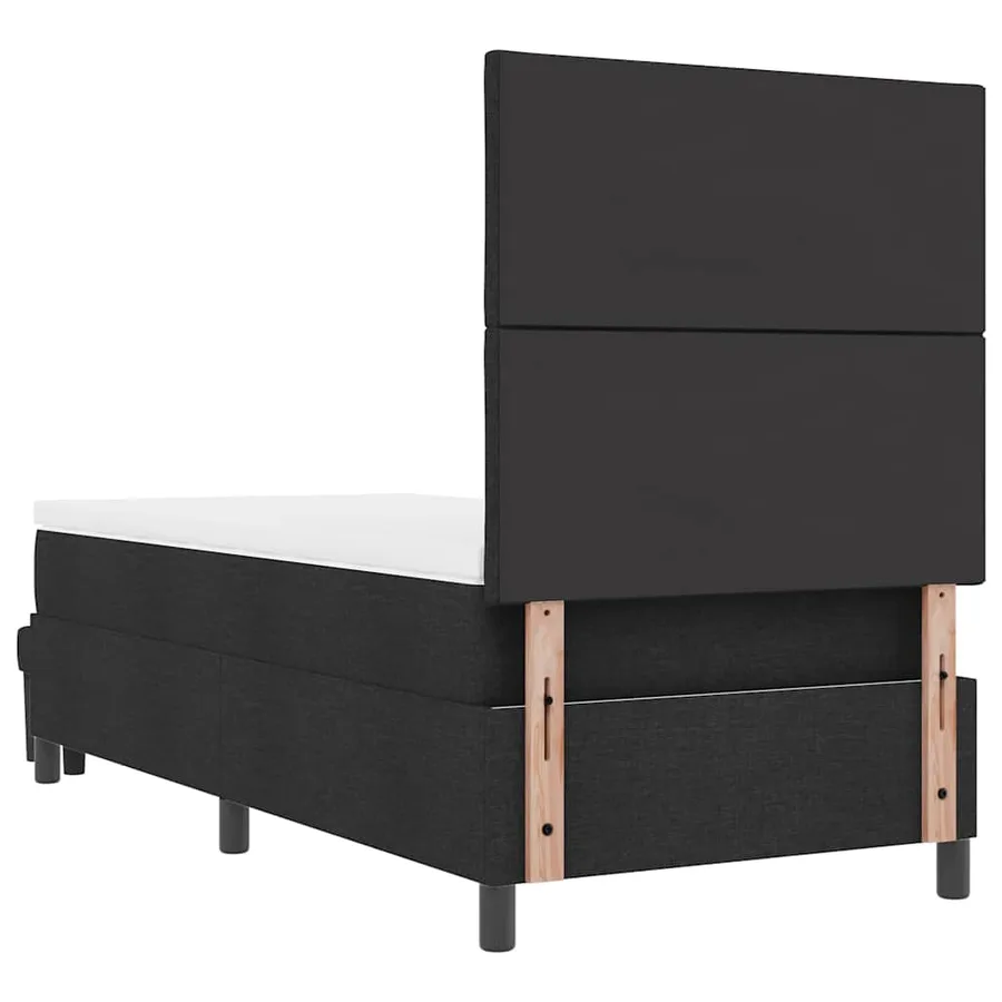 Lit à ressorts avec tête de lit Noir 100 x 200 cm tissu - 10