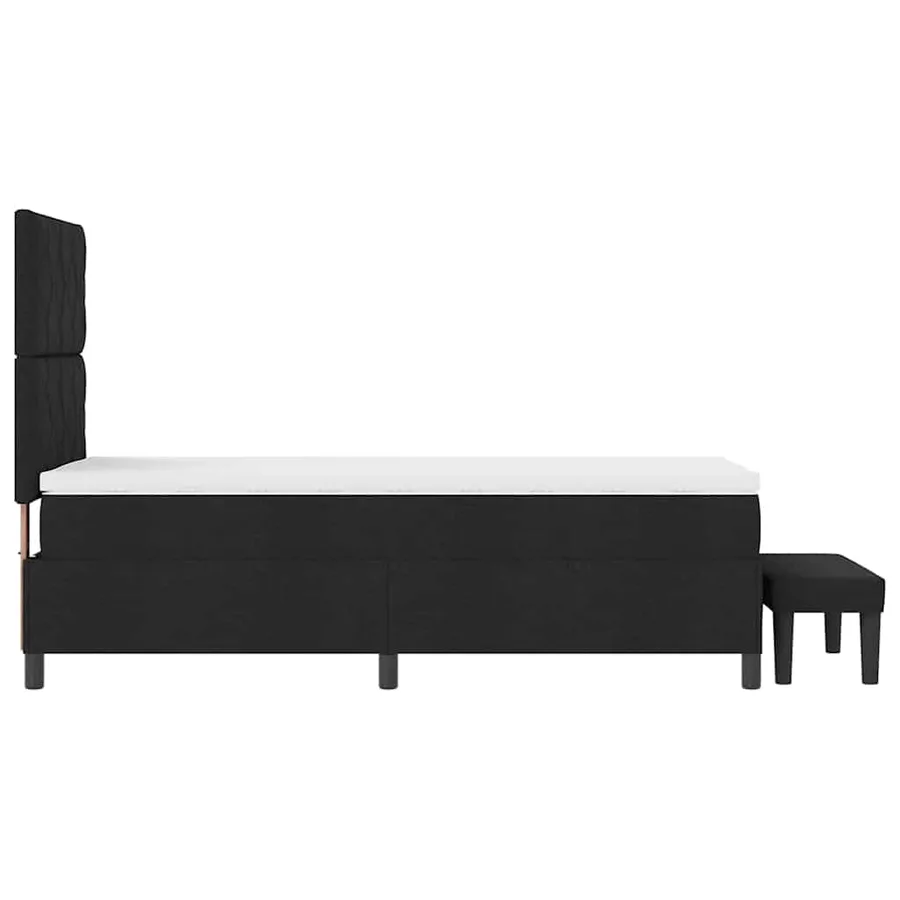 Lit à ressorts avec tête de lit Noir 100 x 200 cm tissu - 9