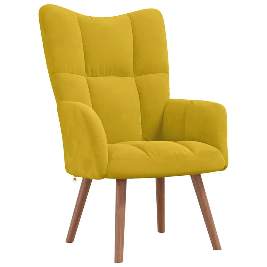 Chaise de relaxation avec repose-pied Jaune moutarde Velours - 6