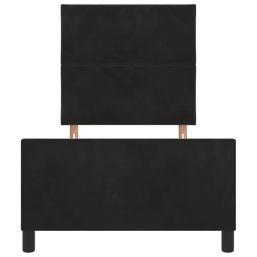 Lit à ressorts avec tête de lit Noir 100 x 200 cm Velours - 7