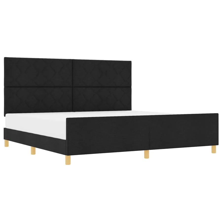 Cadre de lit avec tête de lit Noir 200 x 200 cm tissu - 2