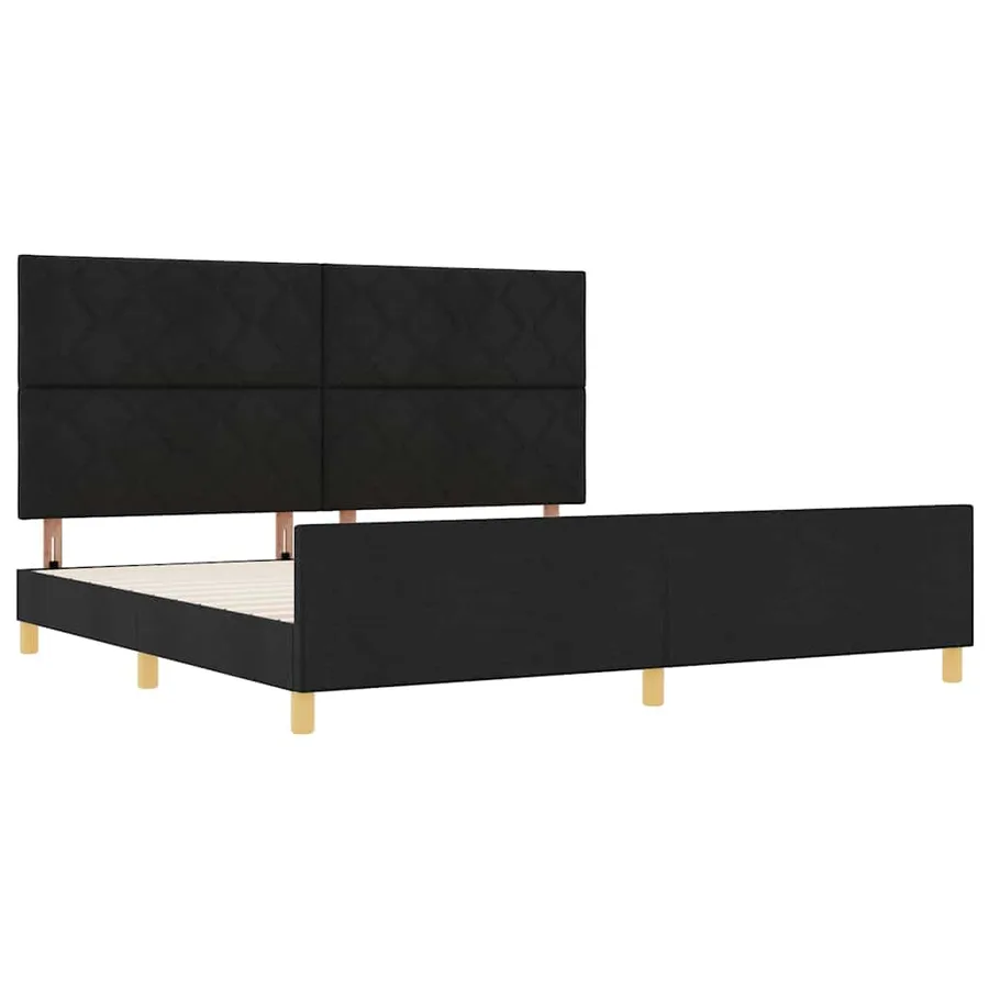 Cadre de lit avec tête de lit Noir 200 x 200 cm tissu - 5