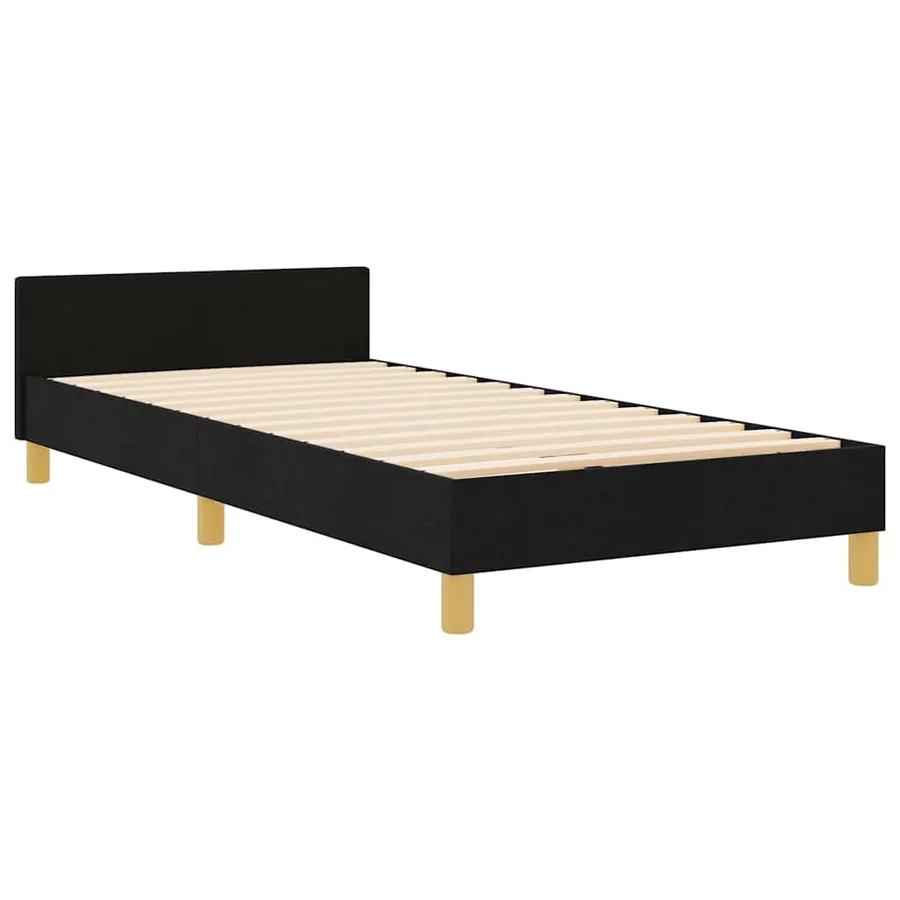 Cadre de lit avec tête de lit Noir 100 x 200 cm tissu - 4