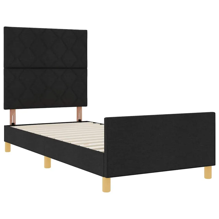 Cadre de lit avec tête de lit Noir 100 x 200 cm tissu - 5